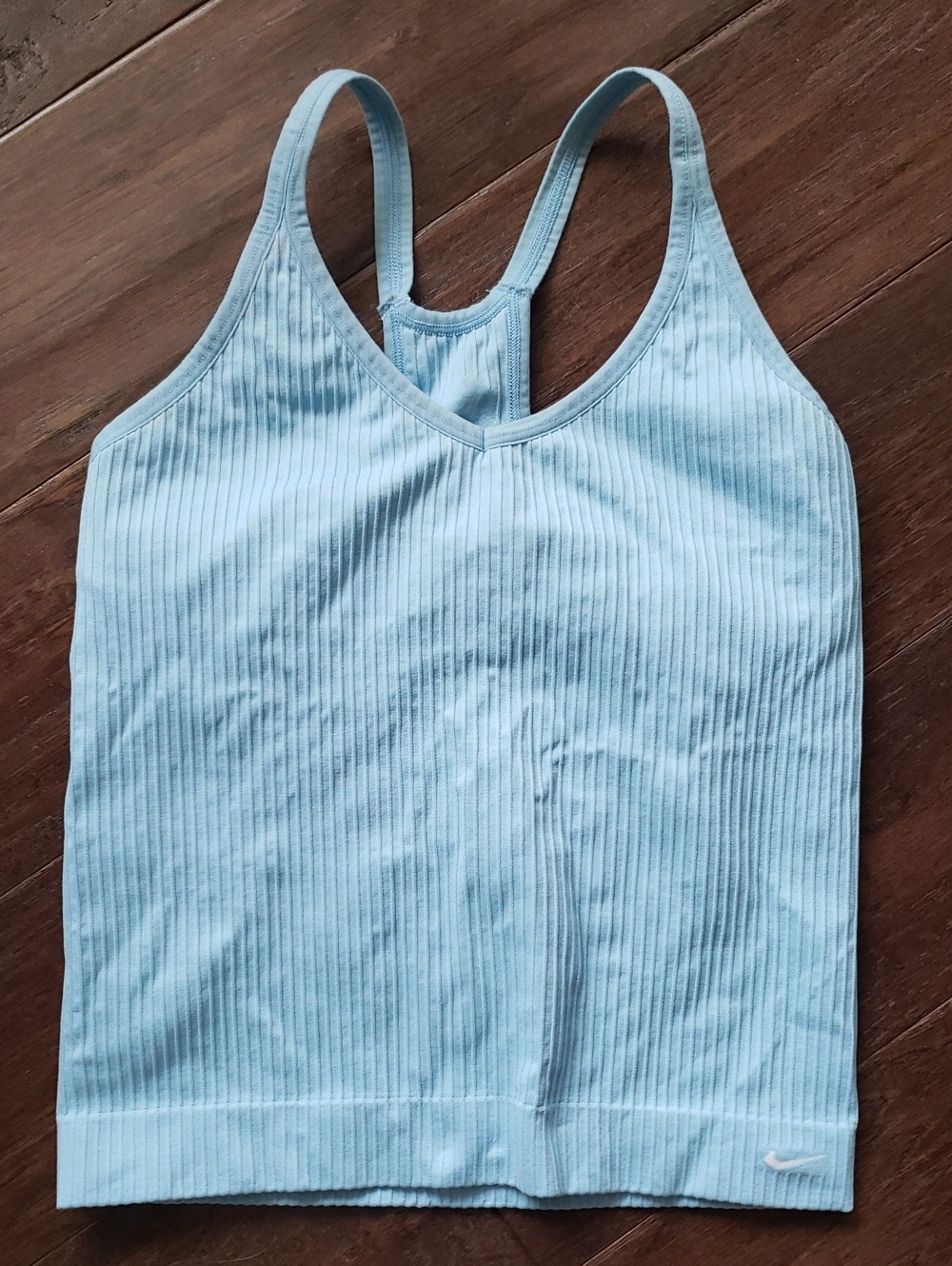 Nike Light Blue Ribbed V-Neck Racerback Tank